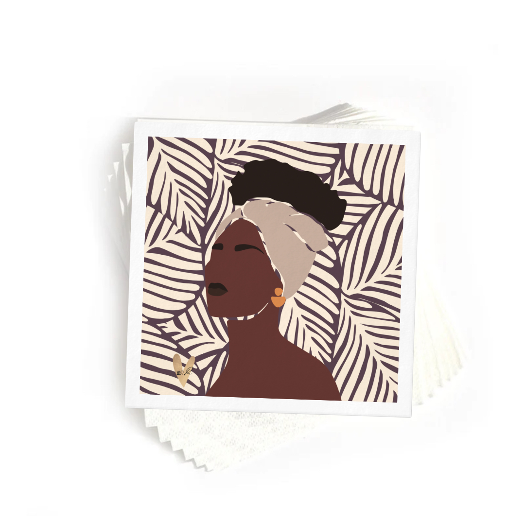 Mocha + Hojas Melanated Musings | Juego de 20 servilletas de cóctel