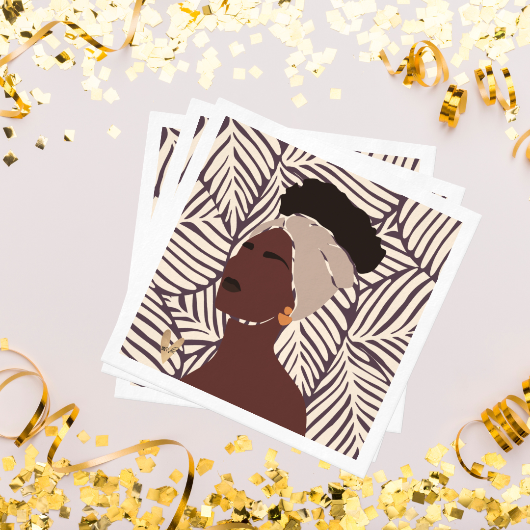 Mocha + Hojas Melanated Musings | Juego de 20 servilletas de cóctel