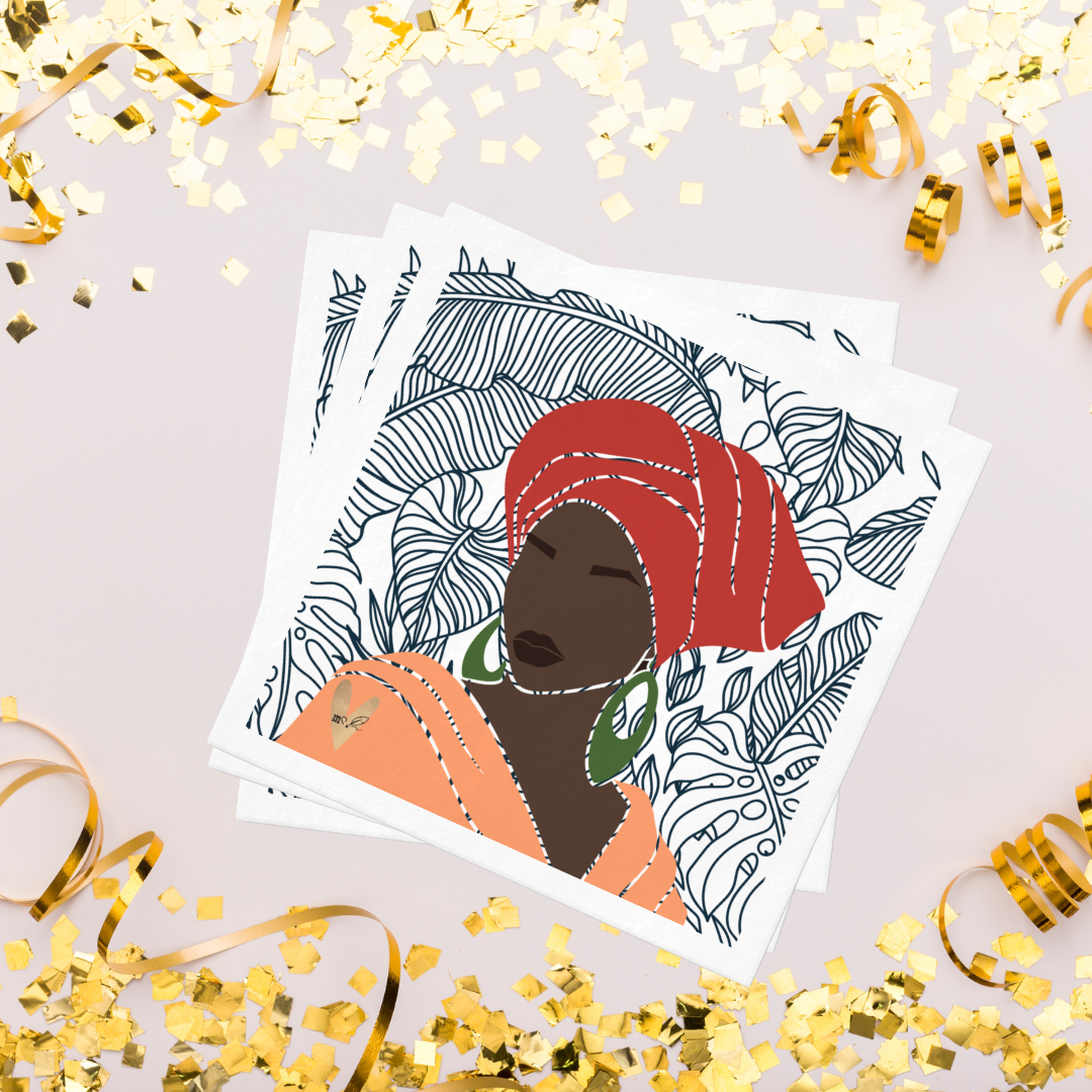 Noir + Leaves Melanated Musings | Set of 20 Cocktail Napkins (minimum order 5)