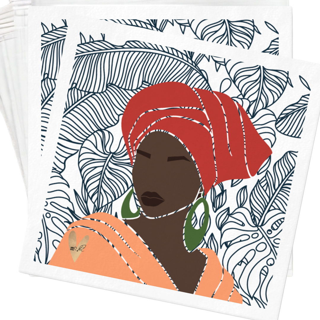Noir + Leaves Melanated Musings | Set of 20 Cocktail Napkins (minimum order 5)
