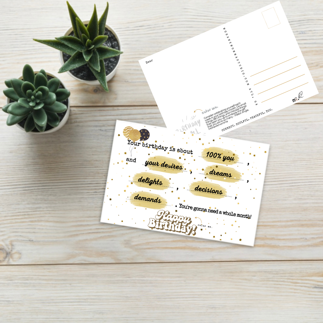 Collection Joyeux Anniversaire | Aquarelle Confettis Noirs et Or + Carte Postale Poésie Journal™