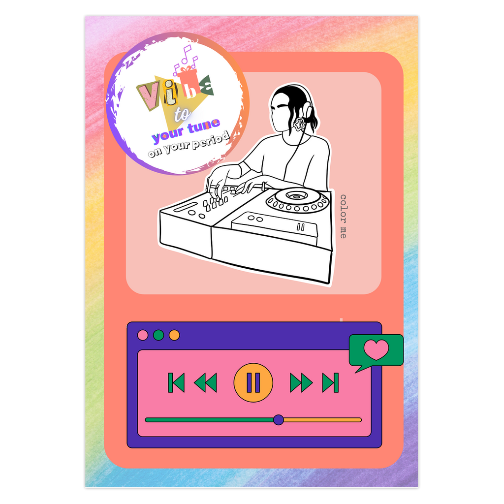 Soy la DJ de mi ciclo | Tarjeta de felicitación Color + Journal™ de Bienestar Femenino