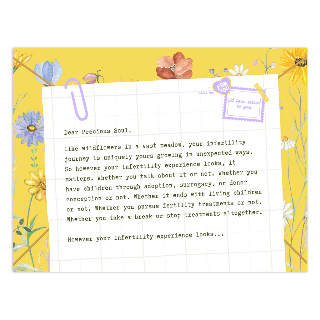 Carta de amor sobre flores silvestres e infertilidad | Tarjeta de felicitación para colorear y escribir en un diario™
