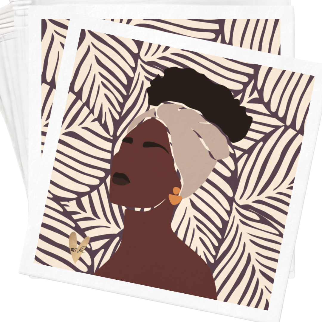 Mocha + Hojas Melanated Musings | Juego de 20 servilletas de cóctel