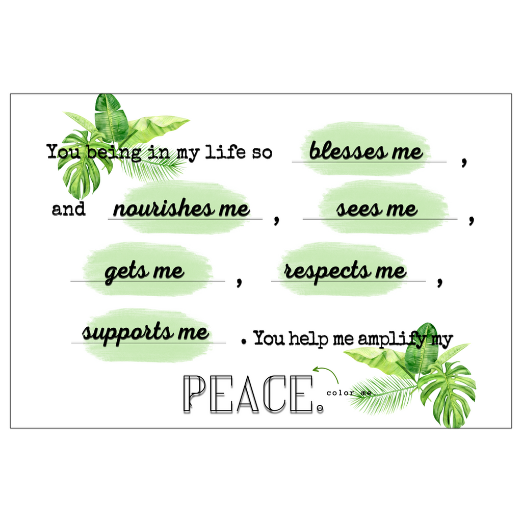 Gratitud + Paz | Postales de poesía en verde menta + Monstera + Journal™