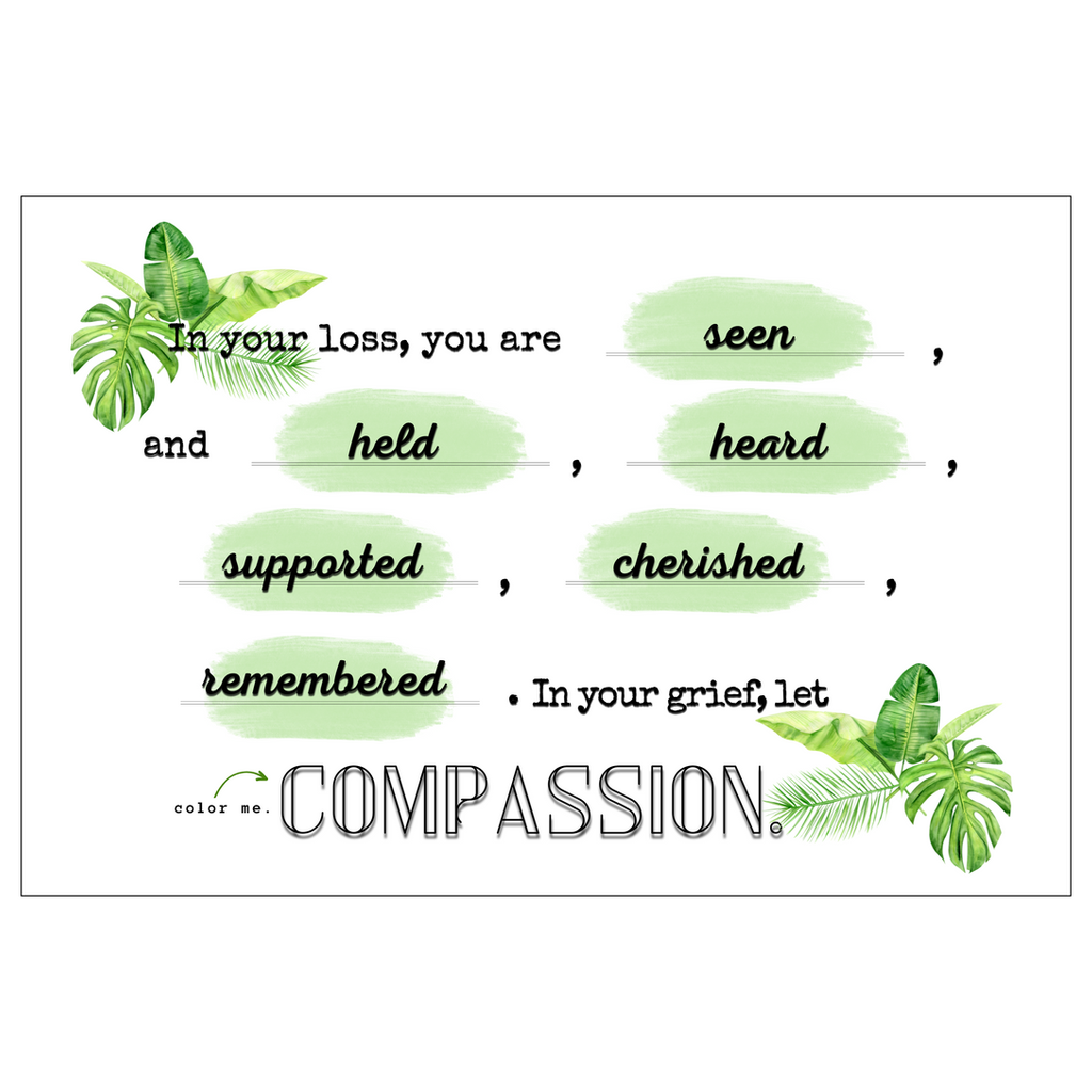 Colección Compasión por el Dolor | Postales de poesía en verde menta + Monstera + Journal™