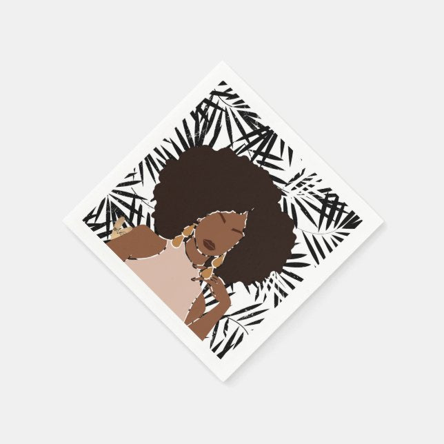 Reflexiones melanizadas de Midnight Fronds | Juego de 20 servilletas de cóctel