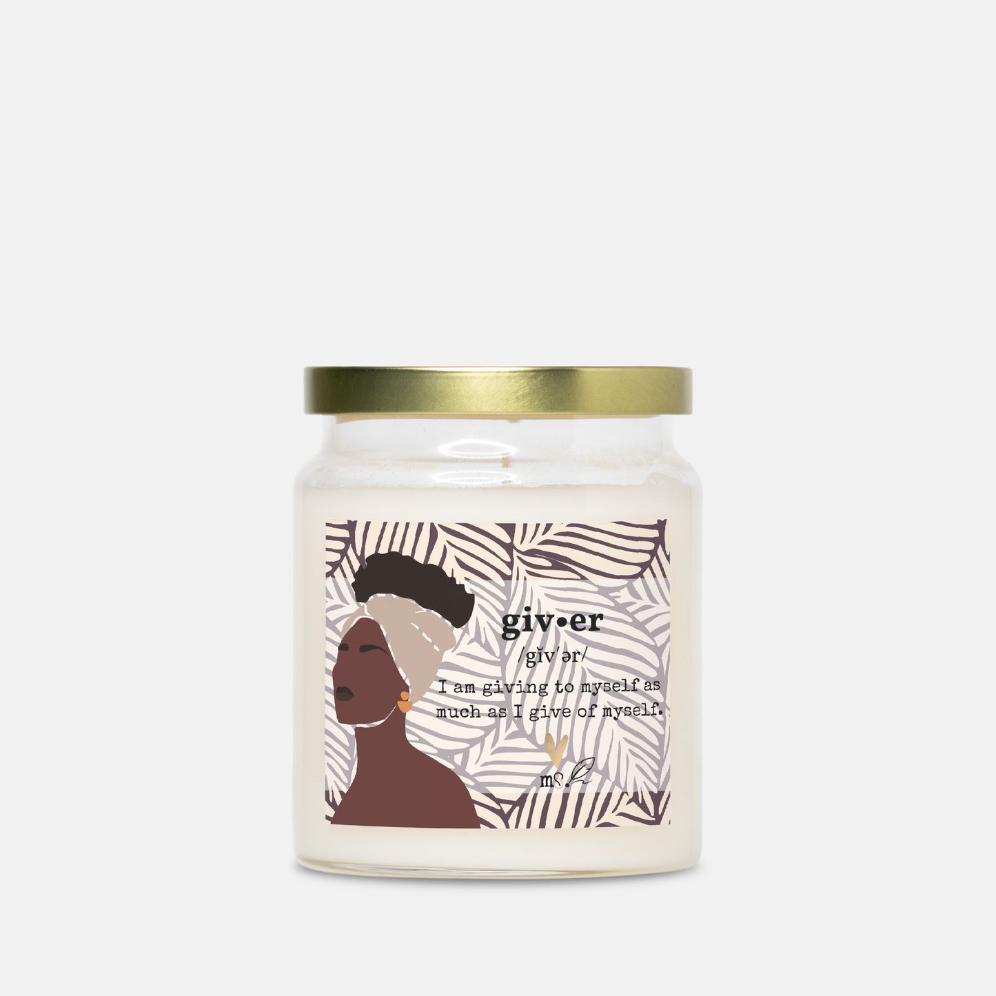 Vela de definición de moca y hojas | Frasco de boticario con tapa dorada - Sin colorantes | Colección Melanated Musings