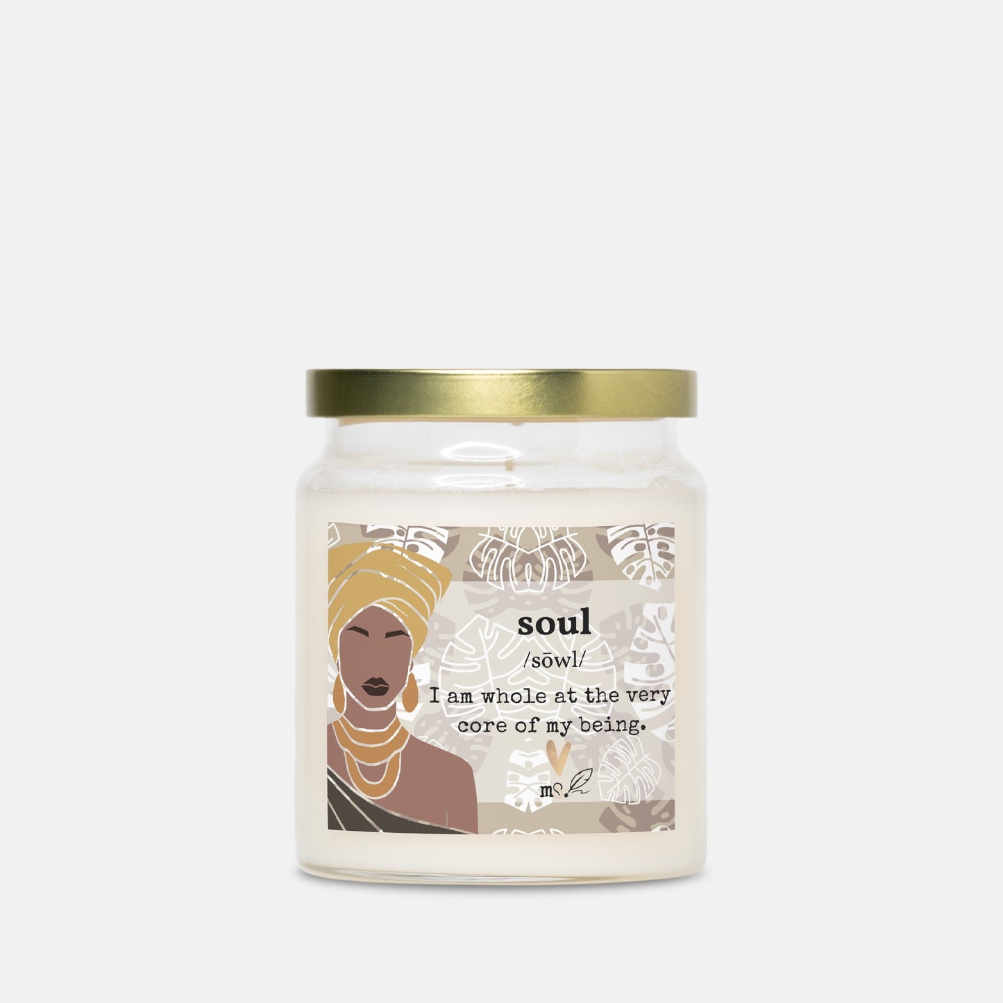 Vela con la definición de Monsteras de Cacao | Frasco de boticario con tapa dorada - Sin colorantes | Colección Melanated Musings