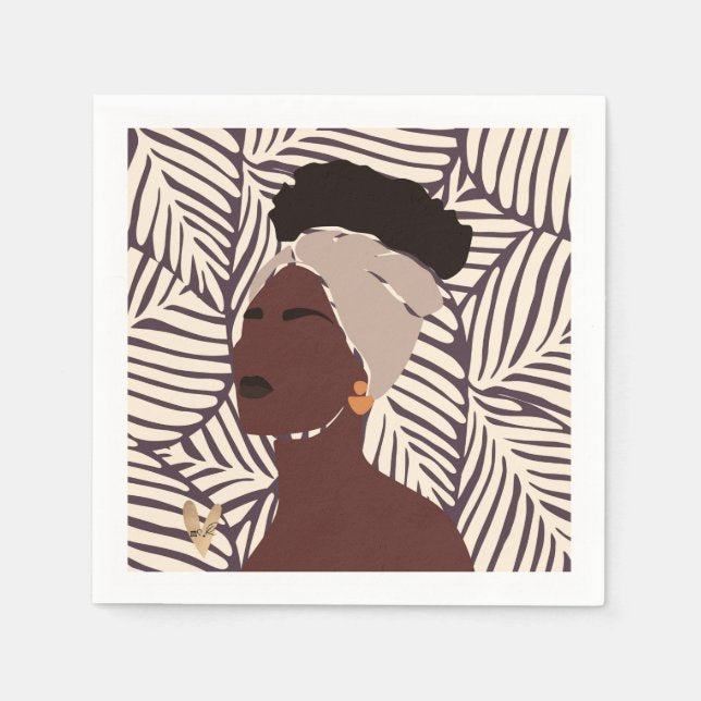 Mocha + Hojas Melanated Musings | Juego de 20 servilletas de cóctel