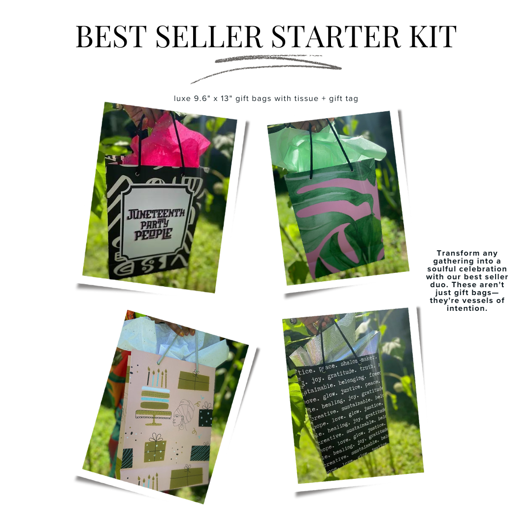 4PK Best Seller Starter Kit (with tissue + gift tags) | 9.6x13 Eco-friendly Luxe Paper Gift Bag