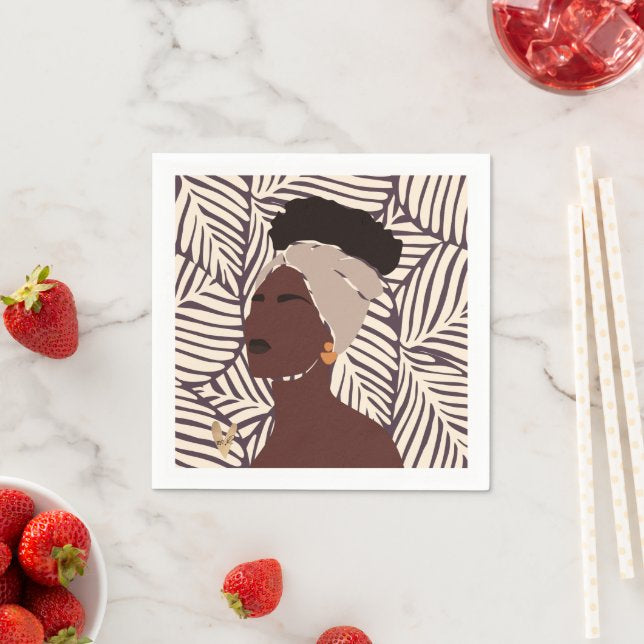 Mocha + Hojas Melanated Musings | Juego de 20 servilletas de cóctel