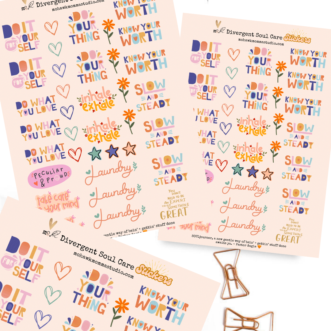 Neurodivergent Soul Care Affirmation Sticker Sheet | Companion to The Intentions Journal-Planner