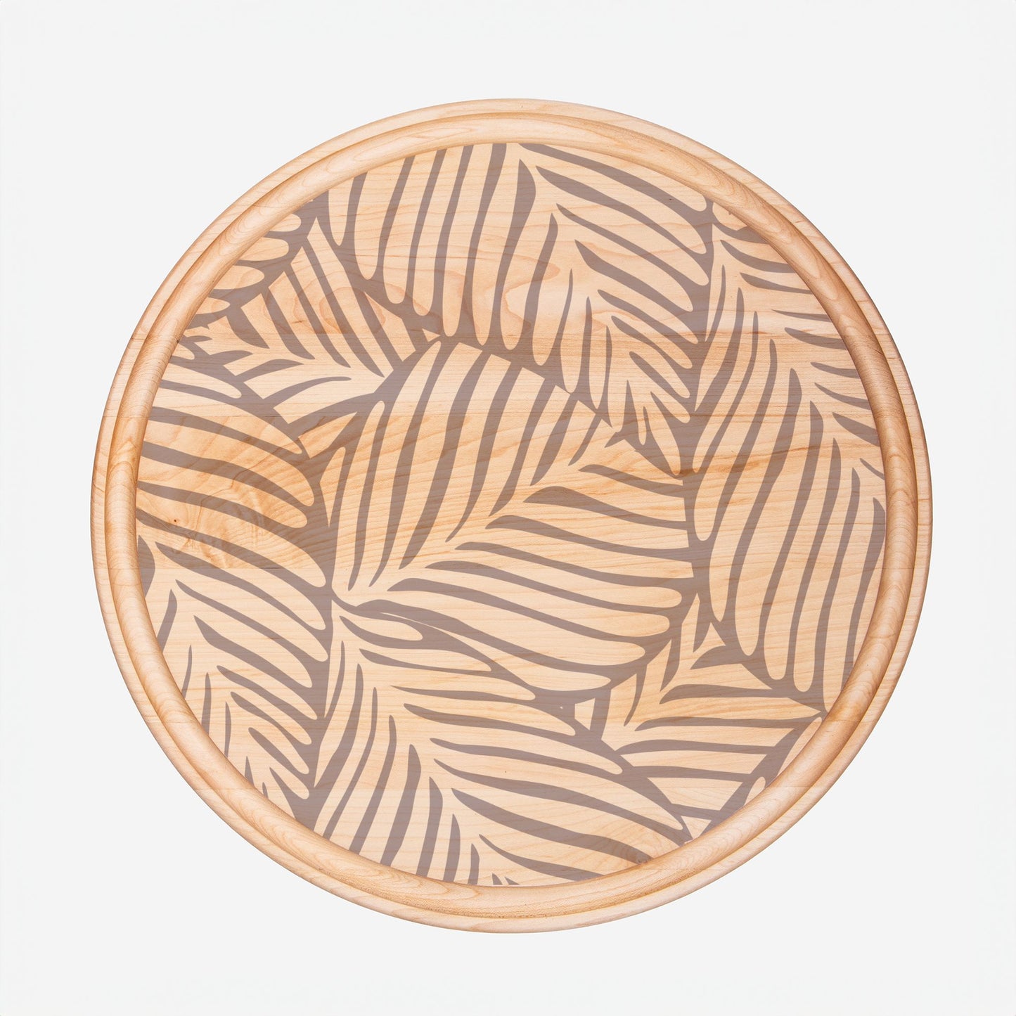 Mocha + Leaves Artisanal Wood Board | Round Charcuterie Board