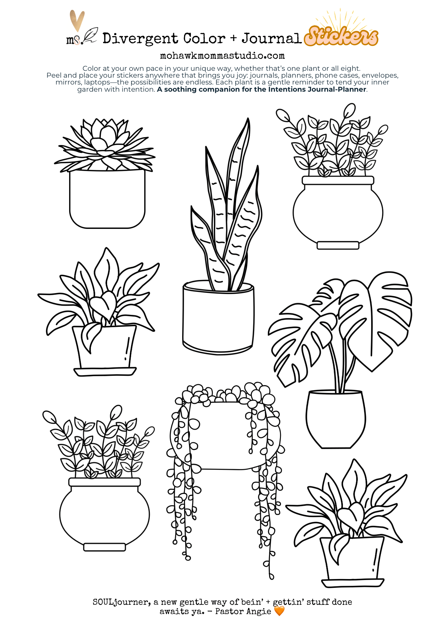 Divergent Coloring Sticker Sheet | Companion to The Intentions Journal-Planner