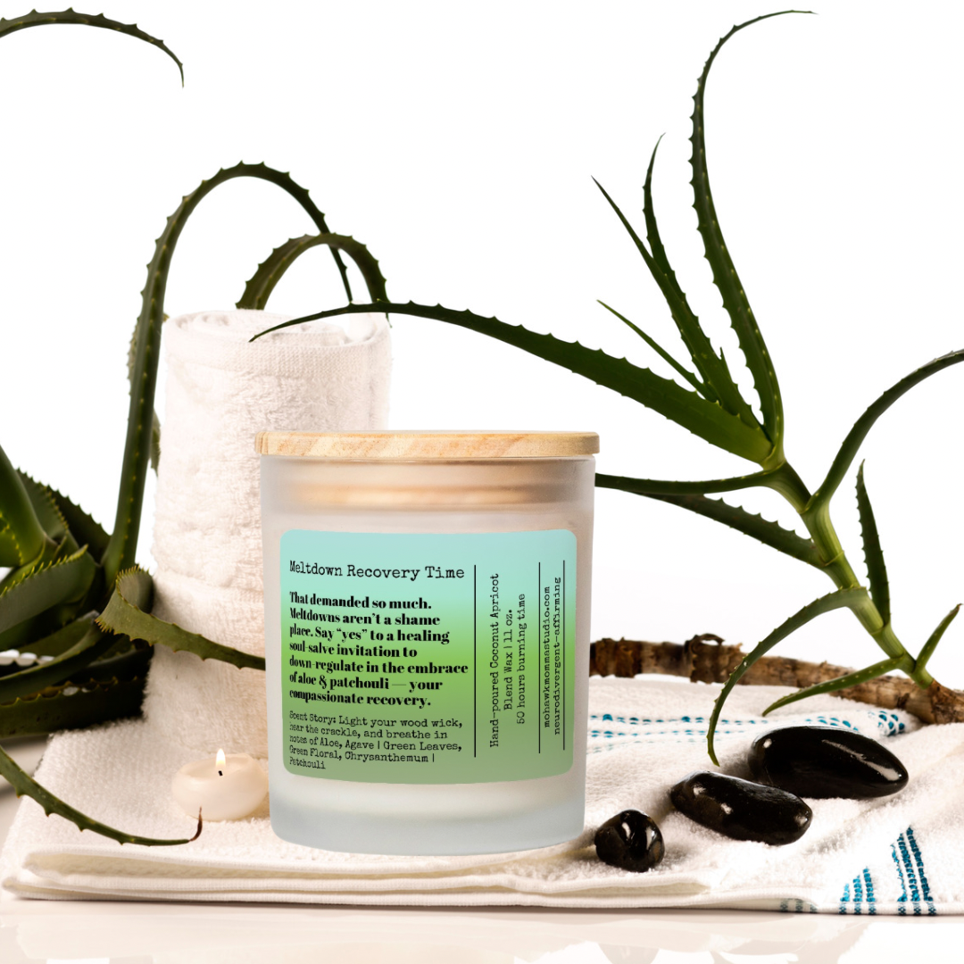 Meltdown Recovery Time Cactus Flower + Jade Frosted Glass Candle - No Dyes | Neurodivergent-affirmation Collection