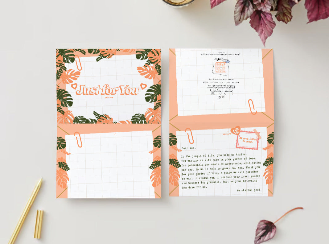Querida Mamá, Jardín del Amor | Tarjeta de felicitación para colorear y escribir a diario™
