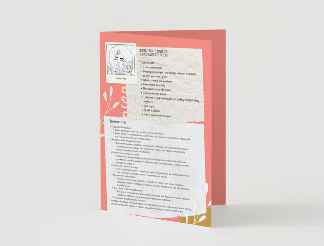 Una receta conmovedora para la menopausia | Tarjeta de felicitación Color + Journal™ de Bienestar Femenino