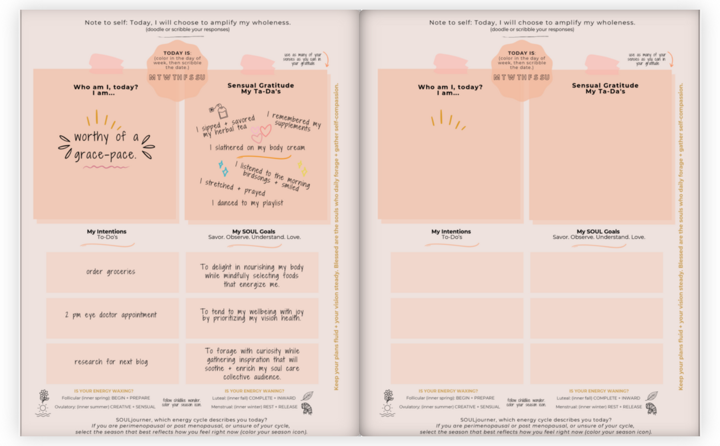 Journal d'intentions de 30 jours | Couverture souple avec suggestions de couleurs