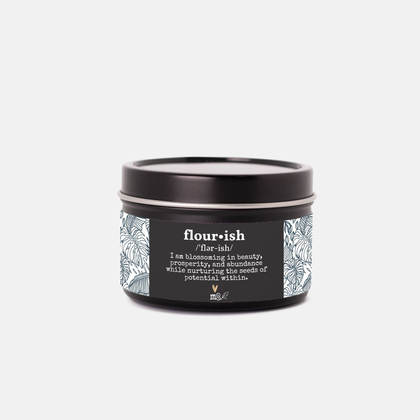 Vela en lata "Noir + Leaves Definition" | Vela de viaje de 113 g - Sin colorantes | Colección Melanated Musings