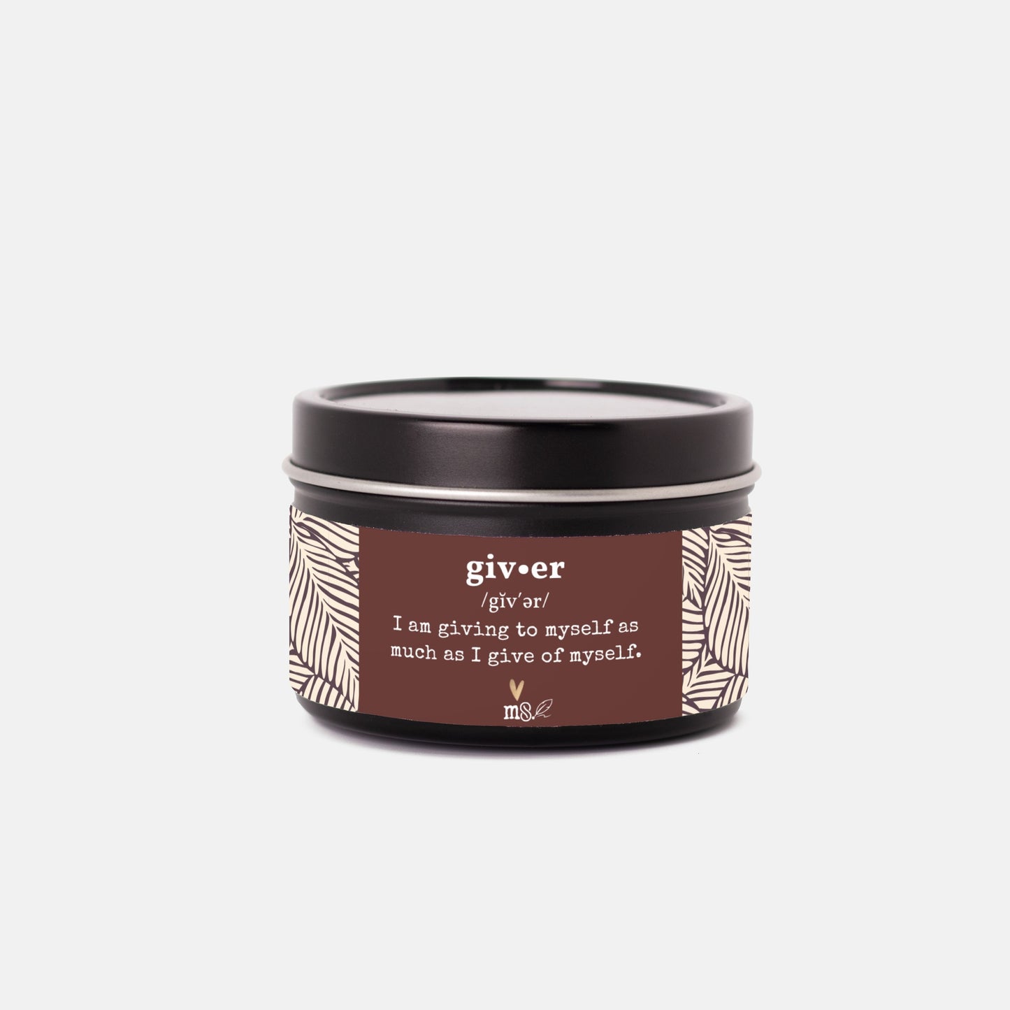 Vela en lata con la definición de Mocha + Hojas | Vela de viaje de 113 g - Sin colorantes | Colección Melanated Musings