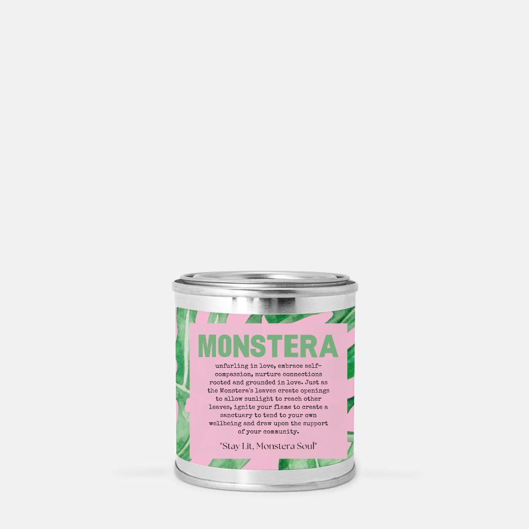Bougie à mèche en bois Monstera (pot de peinture) - Sans colorants