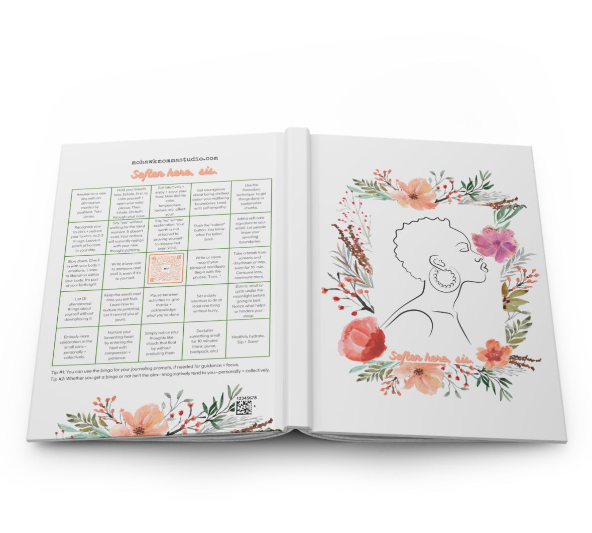 Soften here, sis Bingo-Prompt | Hardcover Bookbound Journal