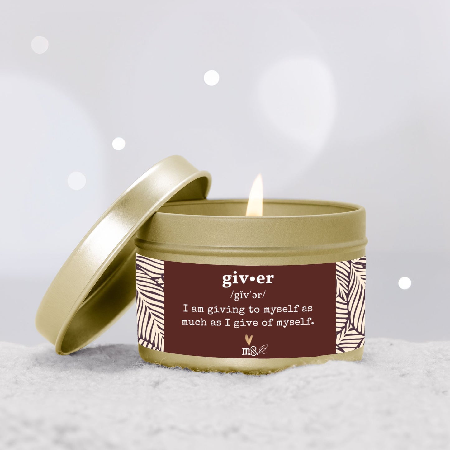 Vela en lata con la definición de Mocha + Hojas | Vela de viaje de 113 g - Sin colorantes | Colección Melanated Musings