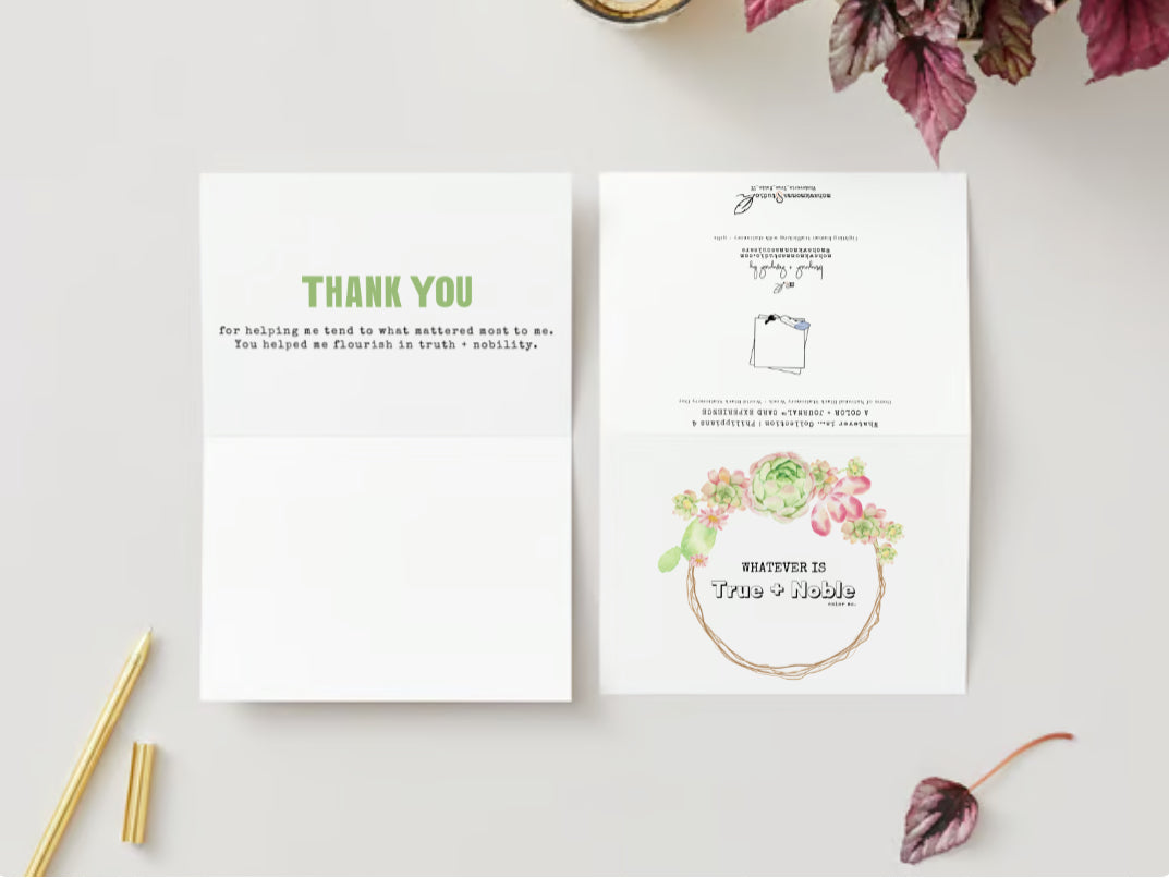 Lo que es Verdadero + Noble | Tarjeta de felicitación Color and Journal™