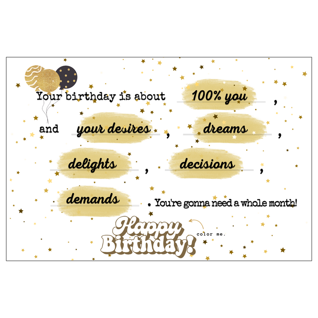 Collection Joyeux Anniversaire | Aquarelle Confettis Noirs et Or + Carte Postale Poésie Journal™