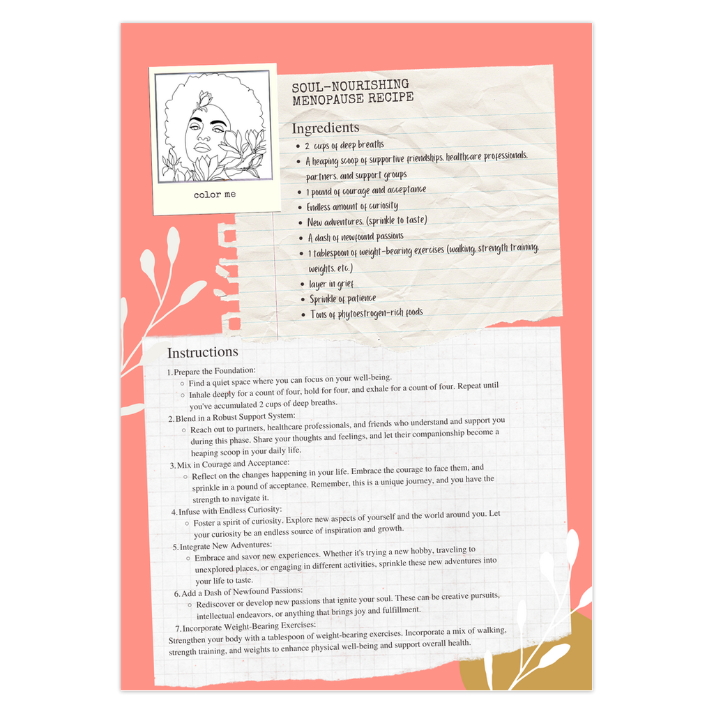 Una receta conmovedora para la menopausia | Tarjeta de felicitación Color + Journal™ de Bienestar Femenino