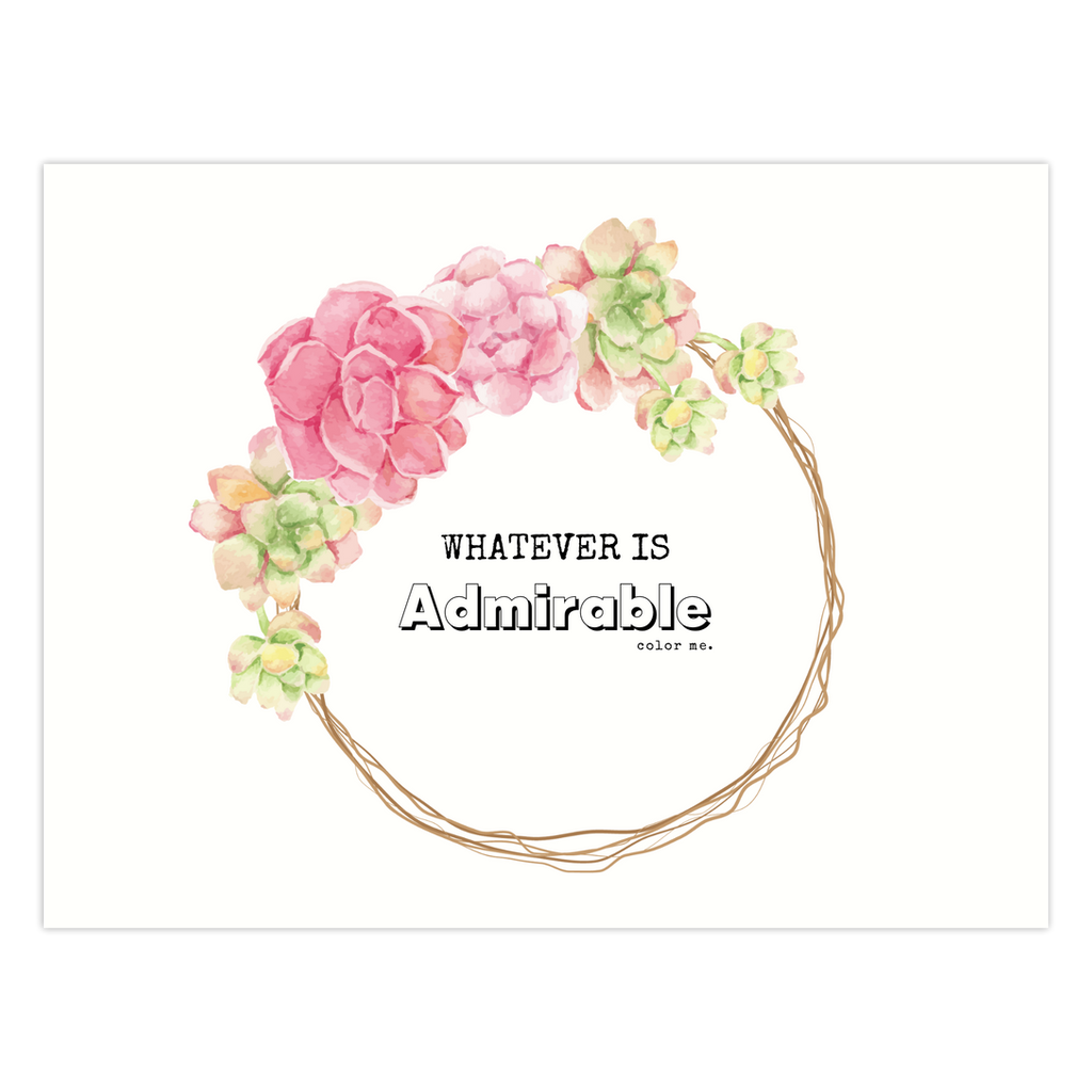 Lo que sea admirable | Tarjeta de felicitación Color and Journal™