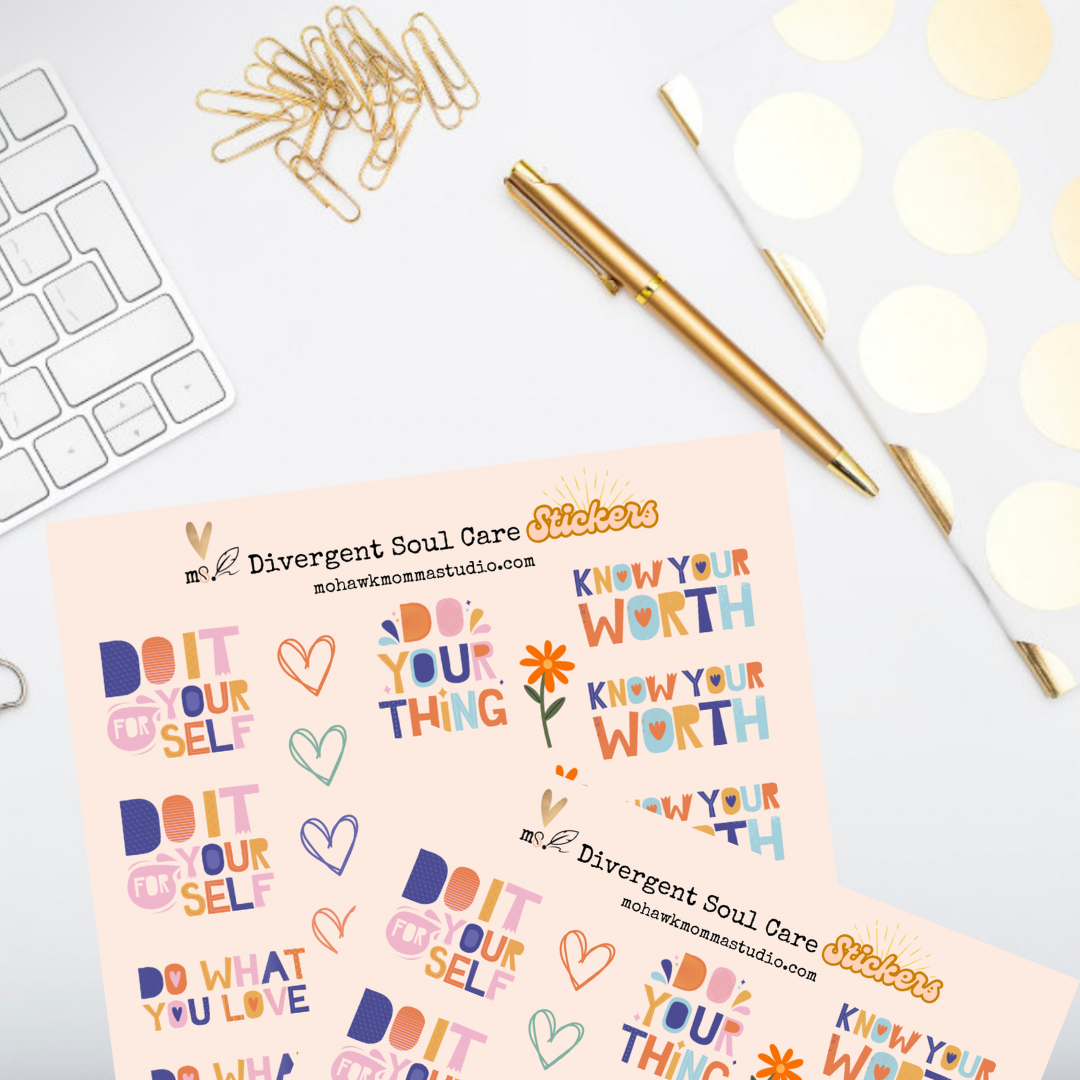 Neurodivergent Soul Care Affirmation Sticker Sheet | Companion to The Intentions Journal-Planner