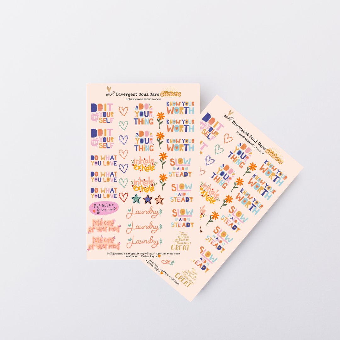 Neurodivergent Soul Care Affirmation Sticker Sheet | Companion to The Intentions Journal-Planner