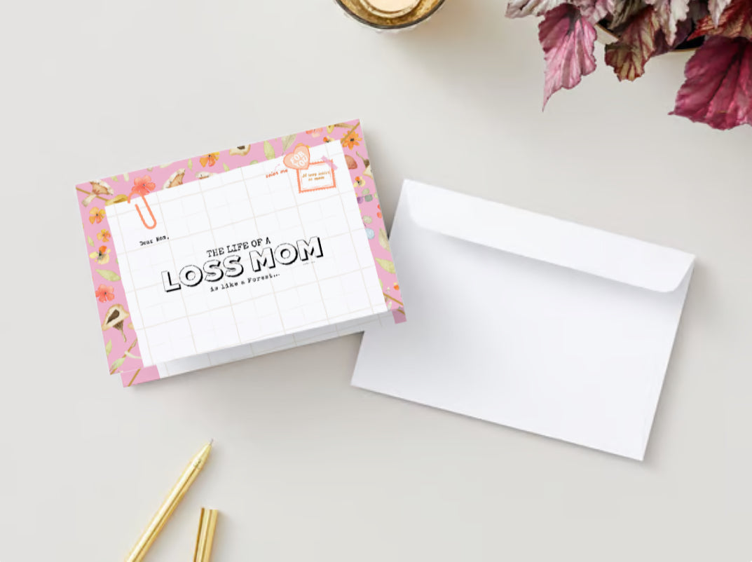 Querida mamá, una vida de pérdida. Mamá es como un bosque | Tarjeta de felicitación para colorear y escribir a diario™