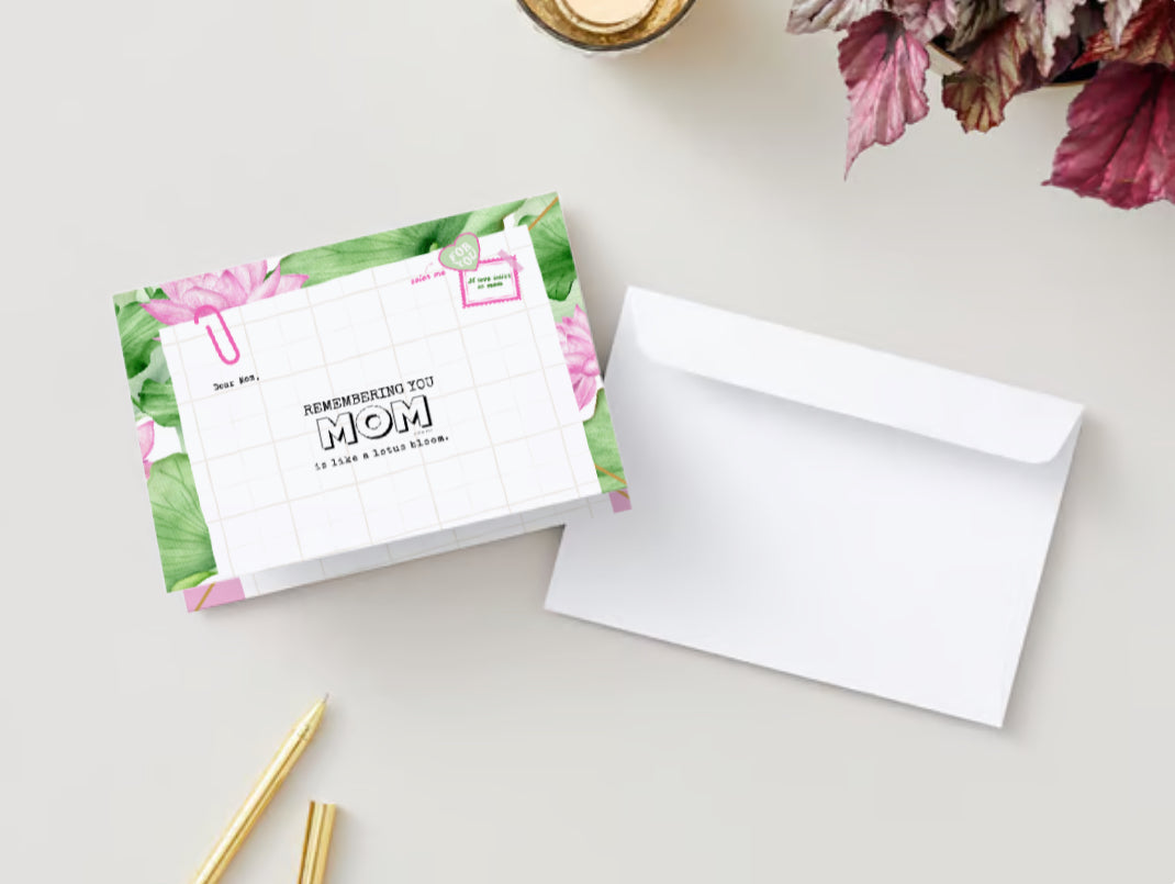 Querida mamá, recordarla es como un loto | Tarjeta de felicitación Color and Journal™