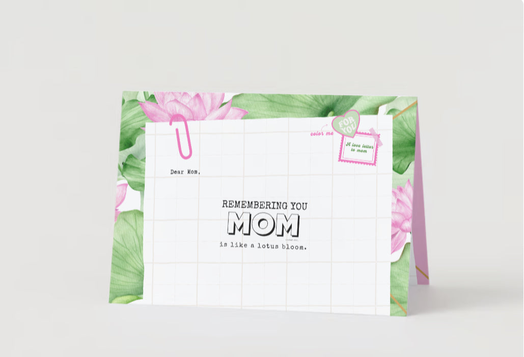 Querida mamá, recordarla es como un loto | Tarjeta de felicitación Color and Journal™