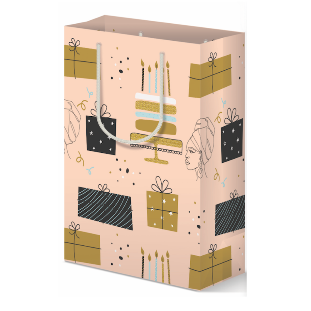 Sac cadeau « Célébrez sa valeur » | Sac cadeau en papier de luxe 9,6 x 13