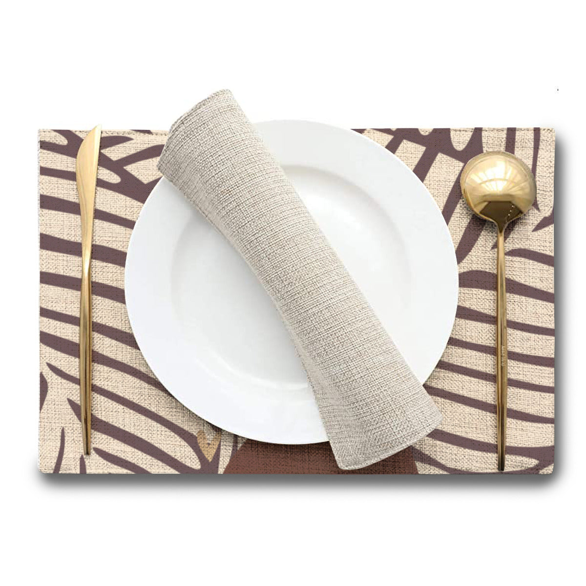 Mocha + Leaves Linen Placemat | Melanated Musings (minimum order 5)