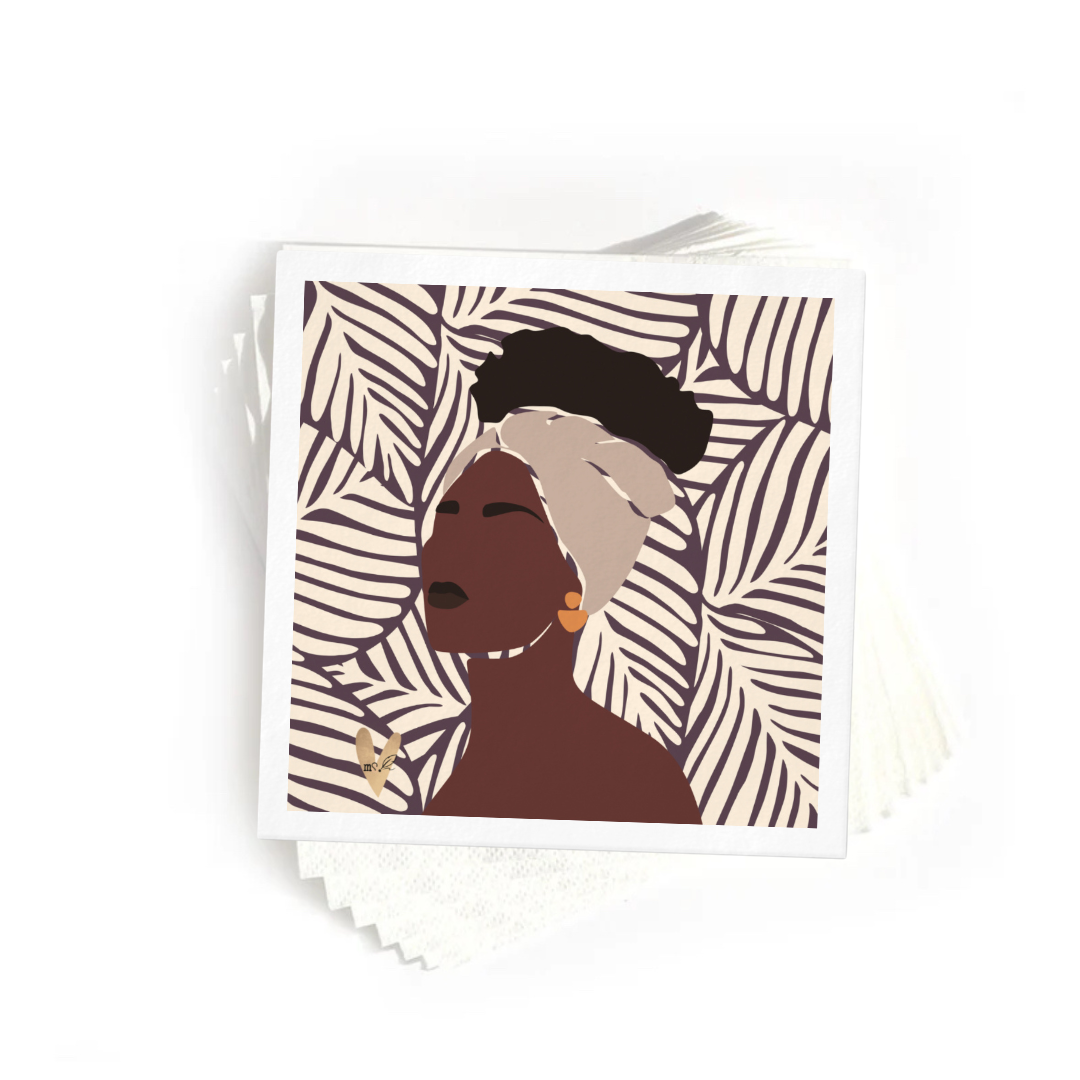 Mocha + Leaves Melanated Musings | Set of 20 Cocktail Napkins (minimum order 5)