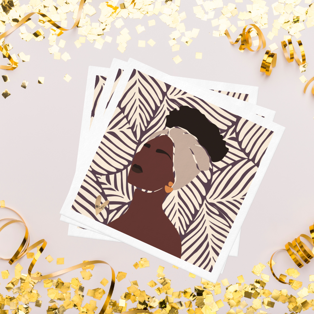 Mocha + Leaves Melanated Musings | Set of 20 Cocktail Napkins (minimum order 5)