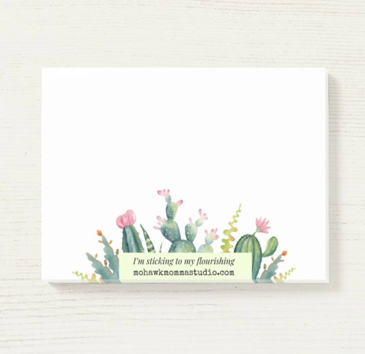 Watercolor Succulents Sticky Notepad | 4” x 3”