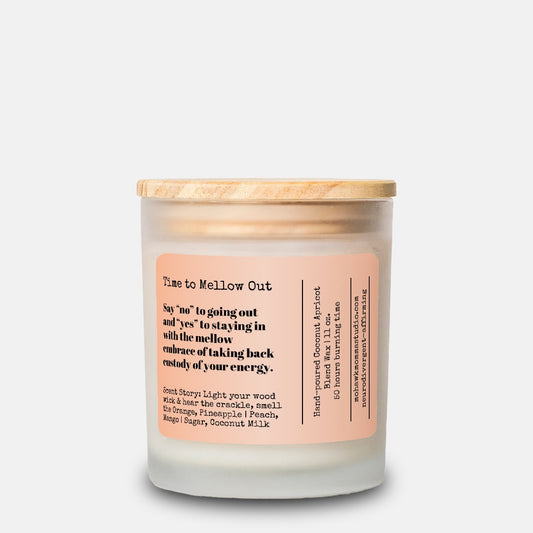 Time to Mellow Out Mango Coconut Frosted Glass Candle - No Dyes | Neurodivergent-affirmation Collection