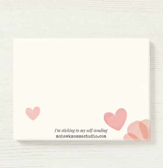 Watercolor Hearts in Bloom Sticky Notepad | 4” x 3”