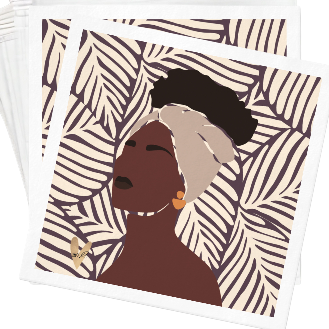 Mocha + Leaves Melanated Musings | Set of 20 Cocktail Napkins (minimum order 5)