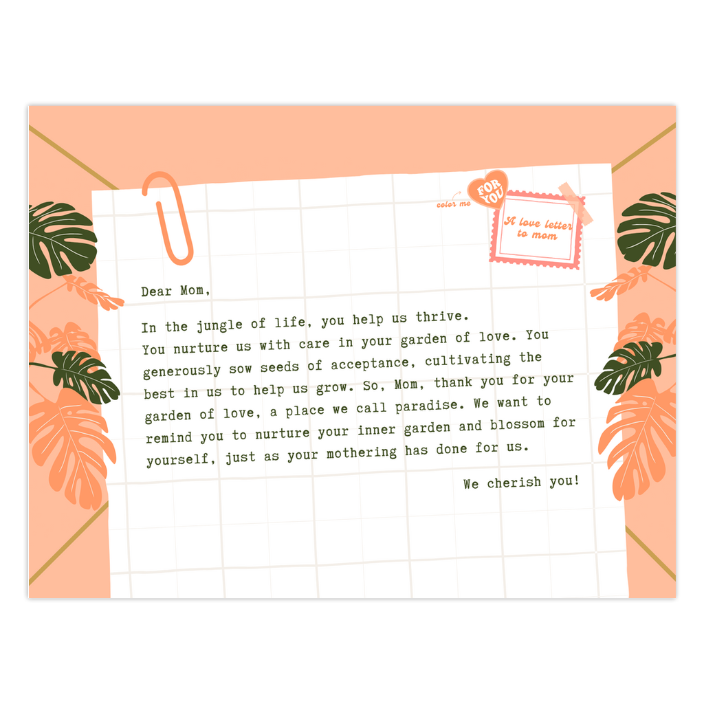 Dear Mom, Garden of Love | Color and Journal™ Greeting Card (minimum order 6)