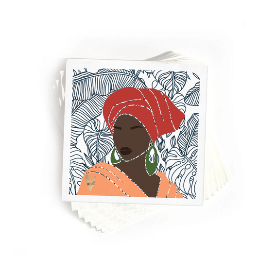 Noir + Leaves Melanated Musings | Set of 20 Cocktail Napkins (minimum order 5)