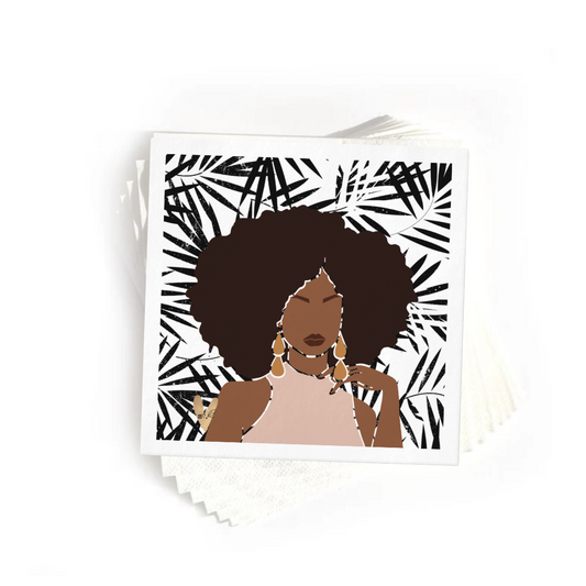 Midnight Fronds Melanated Musings | Set of 20 Cocktail Napkins (minimum order 5)