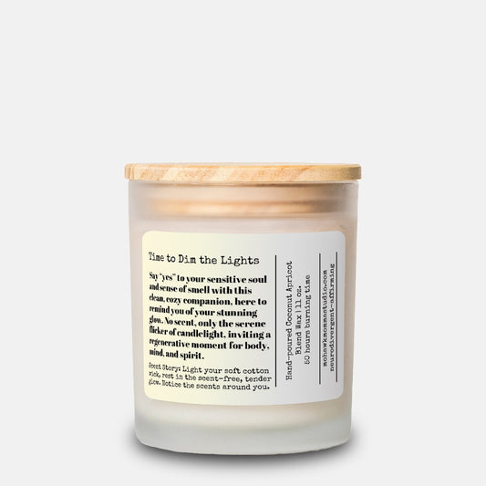 Time to Dim the Lights Fragrance Free Frosted Glass Candle - No Dyes | Neurodivergent-affirmation Collection