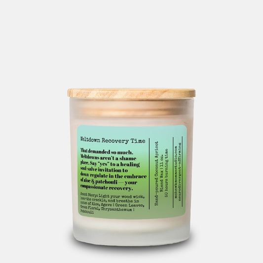 Meltdown Recovery Time Cactus Flower + Jade Frosted Glass Candle - No Dyes | Neurodivergent-affirmation Collection